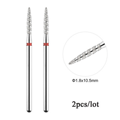 2 kom/lot Tornado plamena dijamantna svrdla za nokte za rusku manikuru 3/32" svrdla za nokte zanoktice Rezači Rotacijski alat za bušenje