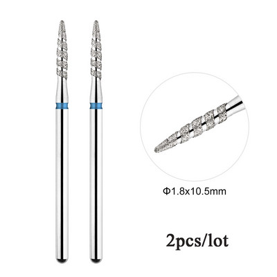 2 kom/lot Tornado plamena dijamantna svrdla za nokte za rusku manikuru 3/32" svrdla za nokte zanoktice Rezači Rotacijski alat za bušenje