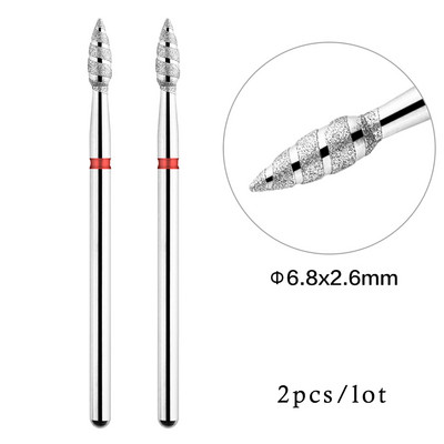 2 kom/lot Tornado plamena dijamantna svrdla za nokte za rusku manikuru 3/32" svrdla za nokte zanoktice Rezači Rotacijski alat za bušenje