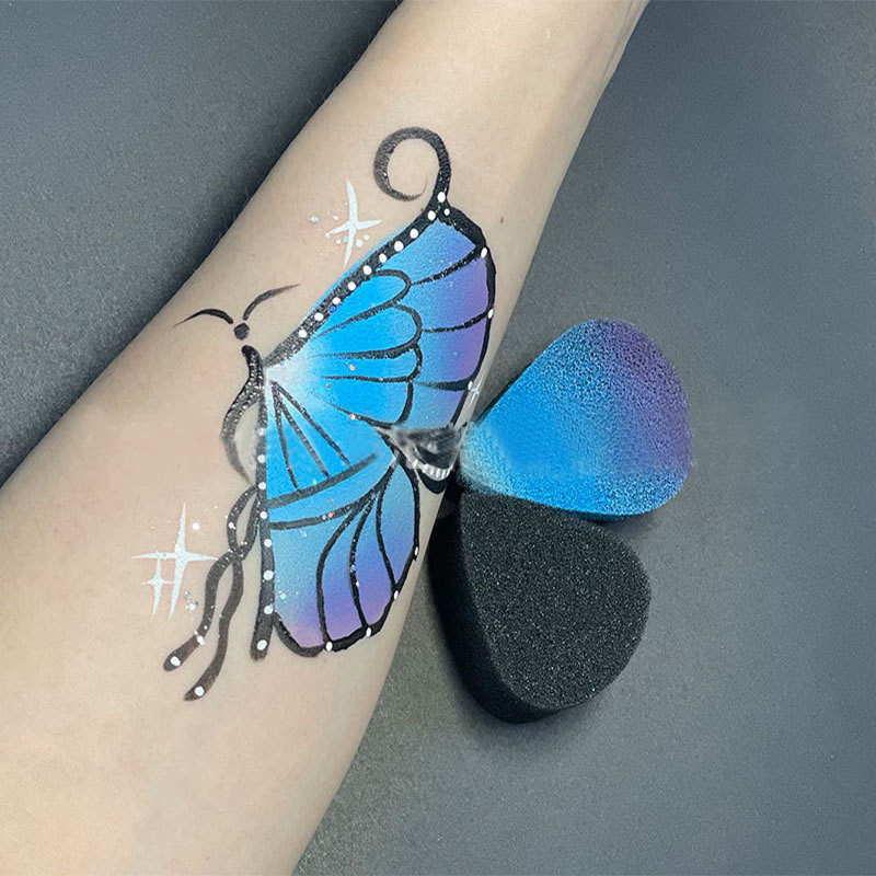 5 gab. Melns Dzeltens Rozā apļveida ūdens pilieni pusapaļas sejas krāsošanas sūklis