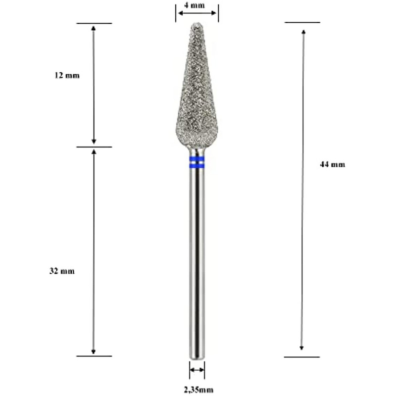 Dijamantna svrdla za nokte Savjeti za brusilicu za njegu stopala Srednje zrnate jagode Konusni oblik 4,0 mm za rad na noktima i žuljevima