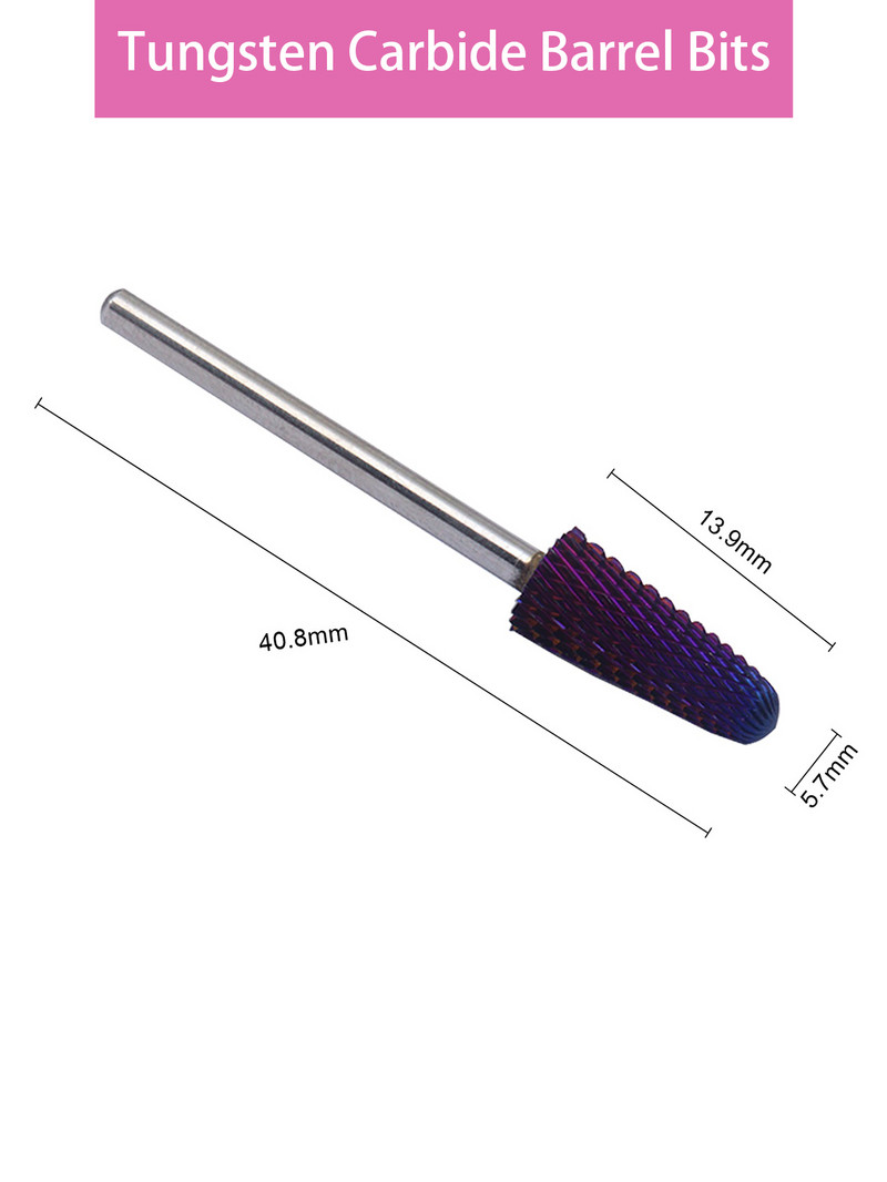 Purpursarkani 2 Way 5 IN 1 karbīda daudzfunkciju apaļie volframa karbīda naglu frēzēšanas urbji Divkāršai lietošanai