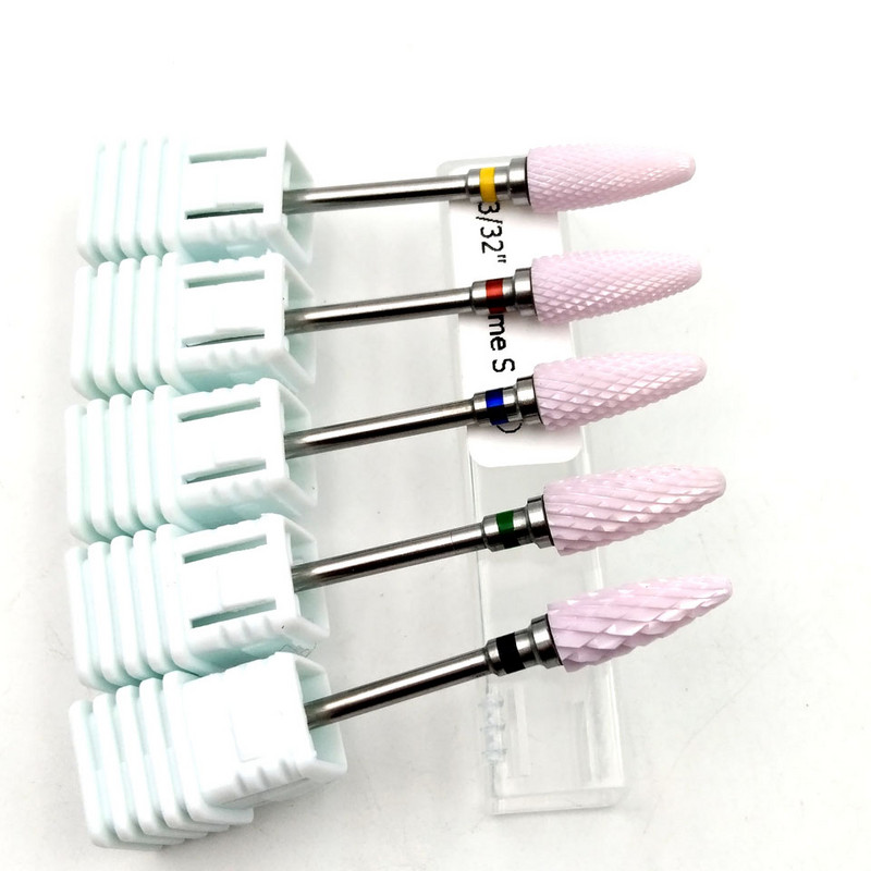 5 krāsu nagu urbis 3/32 collu rotējošie keramikas ložu uzgaļi manikīram urbjmašīnas piederumi manikīra griezēji frēzēšanas instrumenti