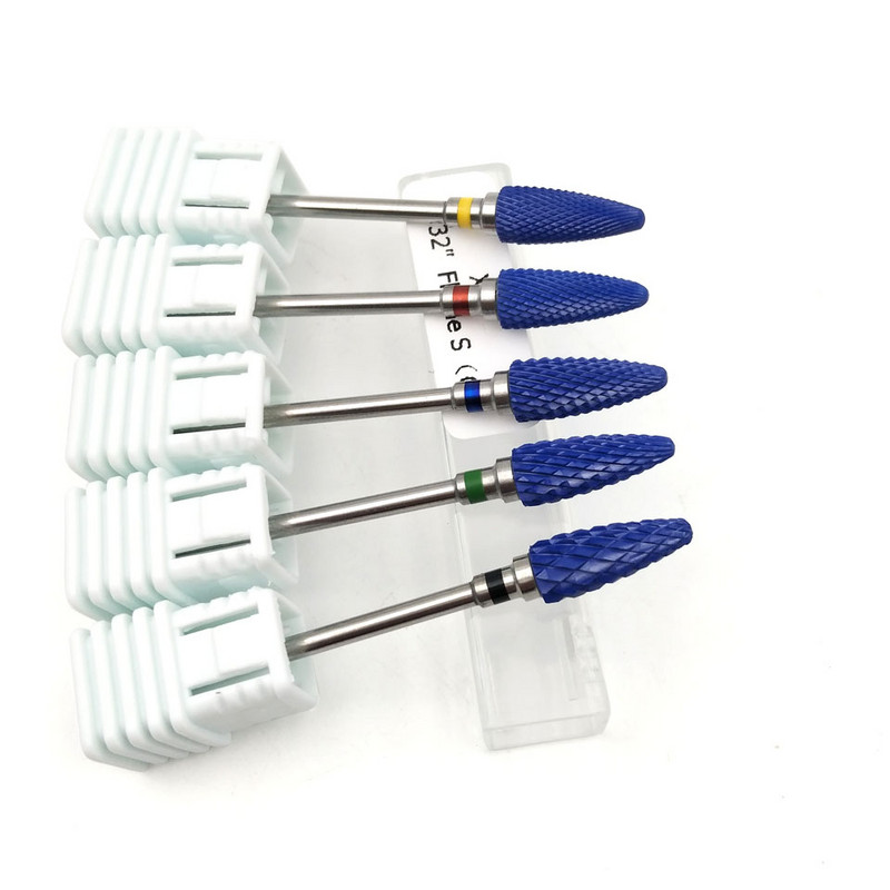 5 krāsu nagu urbis 3/32 collu rotējošie keramikas ložu uzgaļi manikīram urbjmašīnas piederumi manikīra griezēji frēzēšanas instrumenti