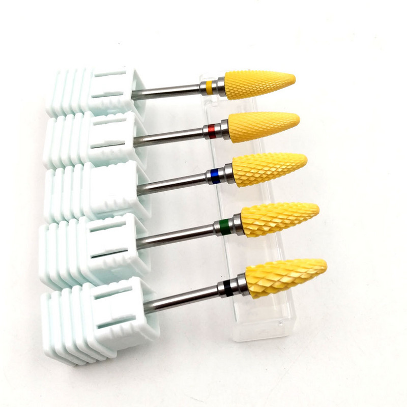 5 krāsu nagu urbis 3/32 collu rotējošie keramikas ložu uzgaļi manikīram urbjmašīnas piederumi manikīra griezēji frēzēšanas instrumenti