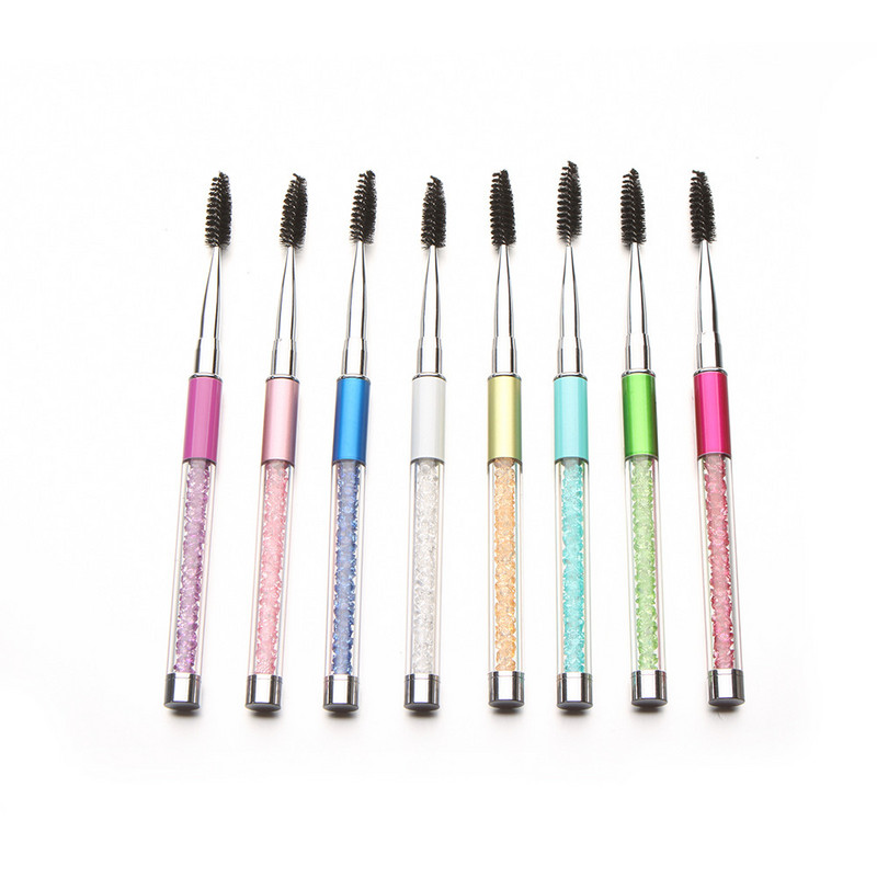 Perie pentru gene pentru unghii, 10 culori, portabilă, cu capac, tijă cu stras, perie pentru gene, perie pentru sprâncene, pieptene în spirală pentru gene