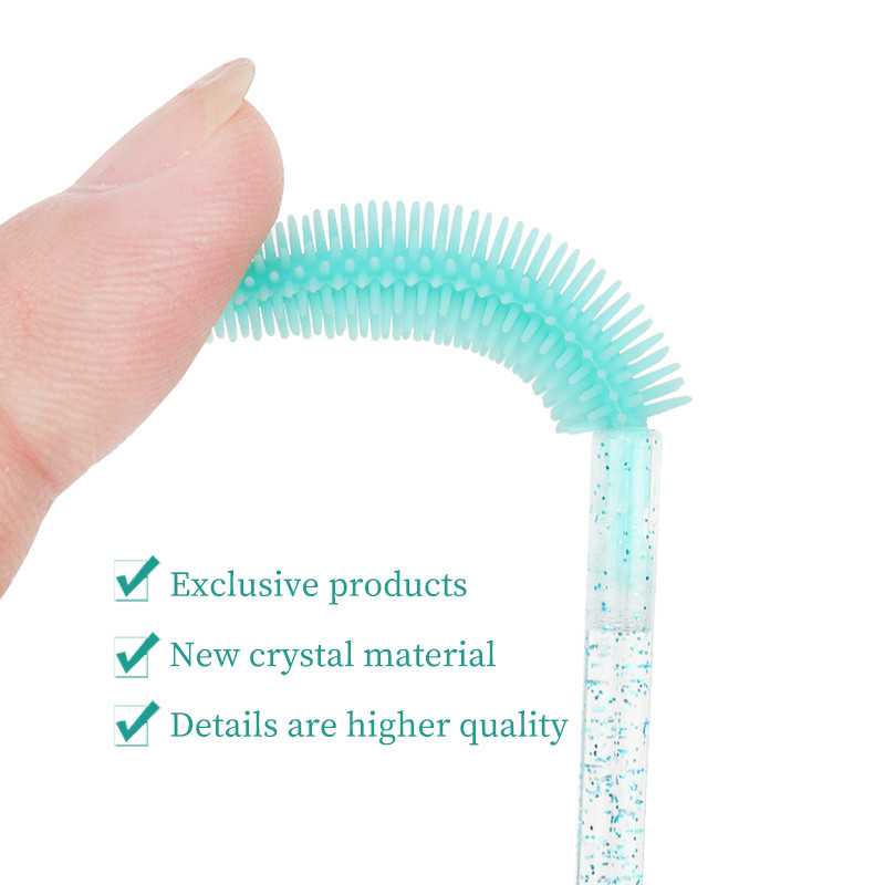 50gab Vienreizējās skropstu birstītes silīcija mikrobirstīte Ķemmes kristāls Rokturis Skropstu tuša Nūjiņas grima rīks Uzacu skropstu pieaudzēšanas birste