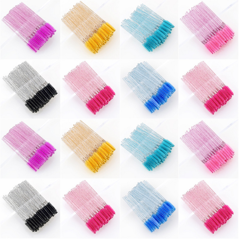 5/50 vnt. vienkartiniai krištoliniai blakstienų šepetėliai deimantine rankena Blakstienų priauginimo lazdelės Makiažo įrankiai Blakstienų šepetėliai didmeninė prekyba