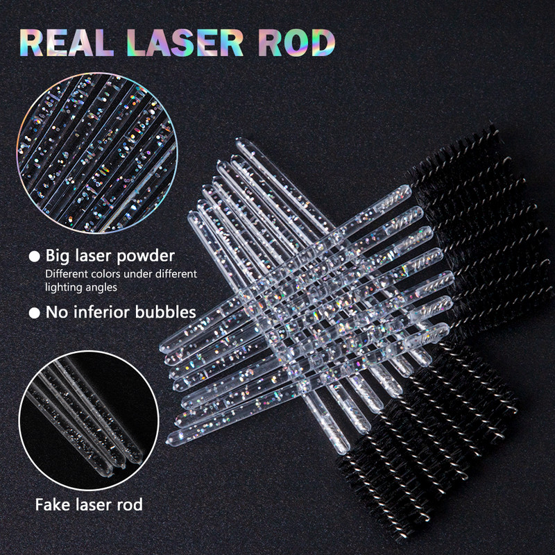 100/20 vienreizējās lietošanas skropstu tušu nūjiņas aplikators skropstu birstītes skropstu pieaudzēšanai, uzacu un kosmētikas kristāliska kosmētika