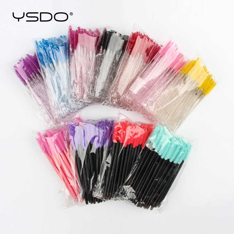 5/50 gab. Vienreizējās lietošanas kristāla skropstu birstīte Skropstu tušu nūjiņas Aplikators Pagarinātās Skropstas Lūpu Birstes Profesionāls kosmētikas skaistumkopšanas rīks