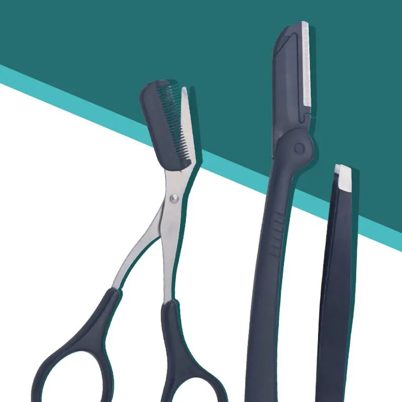 3 komada trimera za obrve 3-dijelni češalj za kopču za obrve od nehrđajućeg čelika Škare za šišanje obrva 3-dijelni set alata za šišanje obrva