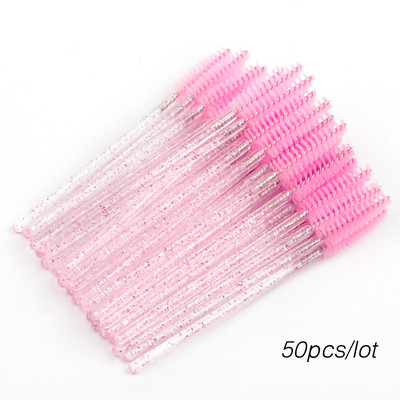 50gab Skropstu birstīšu komplekts Vienreizējās lietošanas skropstu tušas Crystal Wands Mikro birstes skropstām grims Profesionāls skaistumkopšanas rīks
