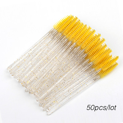 50gab Skropstu birstīšu komplekts Vienreizējās lietošanas skropstu tušas Crystal Wands Mikro birstes skropstām grims Profesionāls skaistumkopšanas rīks