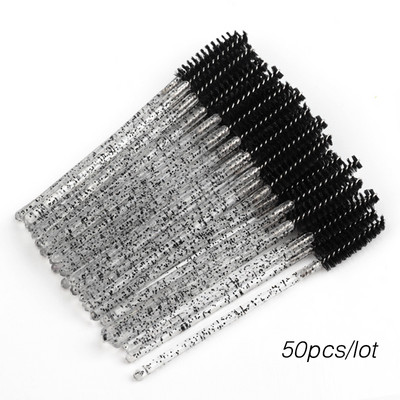 50gab Skropstu birstīšu komplekts Vienreizējās lietošanas skropstu tušas Crystal Wands Mikro birstes skropstām grims Profesionāls skaistumkopšanas rīks