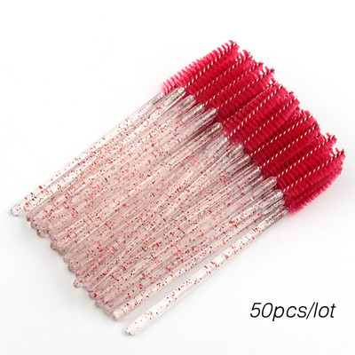 50gab Skropstu birstīšu komplekts Vienreizējās lietošanas skropstu tušas Crystal Wands Mikro birstes skropstām grims Profesionāls skaistumkopšanas rīks