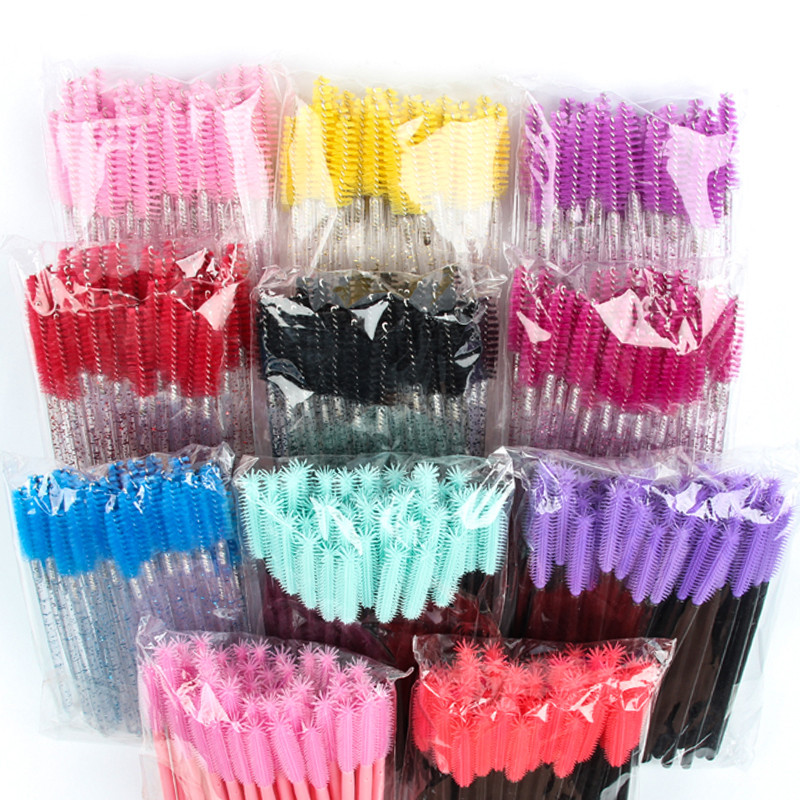 50gab Skropstu birstīšu komplekts Vienreizējās lietošanas skropstu tušas Crystal Wands Mikro birstes skropstām grims Profesionāls skaistumkopšanas rīks