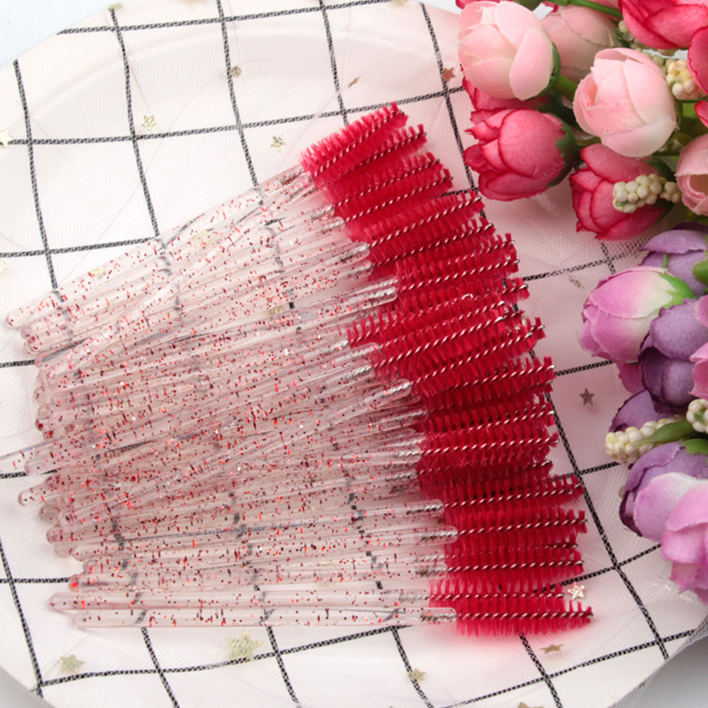 50gab Skropstu birstīšu komplekts Vienreizējās lietošanas skropstu tušas Crystal Wands Mikro birstes skropstām grims Profesionāls skaistumkopšanas rīks