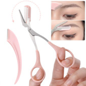 Set trimera za obrve od 2 kom. Prijenosne škare za obrve od nehrđajućeg čelika s češljem Nož za obrve Brijač za uklanjanje dlačica Alati za šminkanje