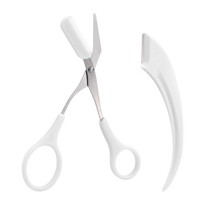 Set trimera za obrve od 2 kom. Prijenosne škare za obrve od nehrđajućeg čelika s češljem Nož za obrve Brijač za uklanjanje dlačica Alati za šminkanje