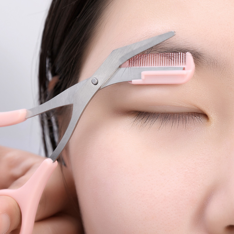 Set trimera za obrve od 2 kom. Prijenosne škare za obrve od nehrđajućeg čelika s češljem Nož za obrve Brijač za uklanjanje dlačica Alati za šminkanje