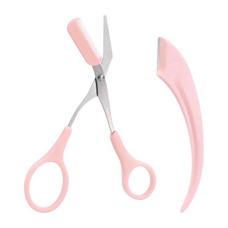 Set trimera za obrve od 2 kom. Prijenosne škare za obrve od nehrđajućeg čelika s češljem Nož za obrve Brijač za uklanjanje dlačica Alati za šminkanje