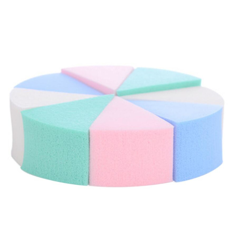 8Gb. Pack Trijstūra formas Candy Color mīksts sejas tīrīšanas spilventiņš Kosmētiskais Puff Clean Sponge Wash Sejas aplauzums Sūkļa dāvanas