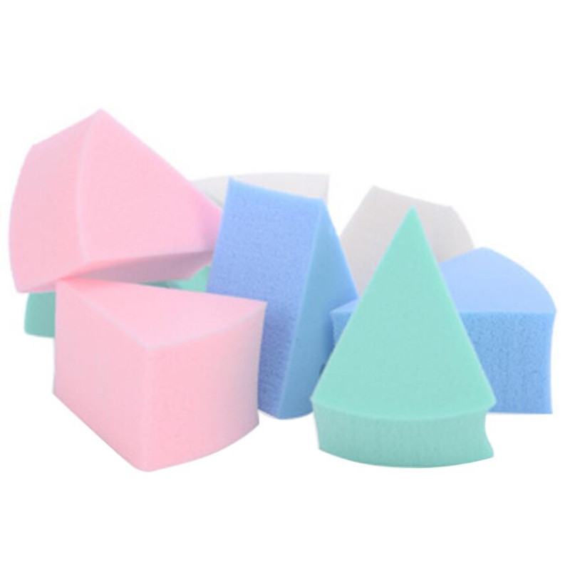 8Gb. Pack Trijstūra formas Candy Color mīksts sejas tīrīšanas spilventiņš Kosmētiskais Puff Clean Sponge Wash Sejas aplauzums Sūkļa dāvanas