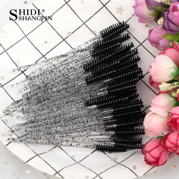 Βούρτσα βλεφαρίδων μιας χρήσης 50 τμχ Eye Lashes Extension Mascara Wands Makeup Professional Makeup Beauty Micro Tool Crystal Comb