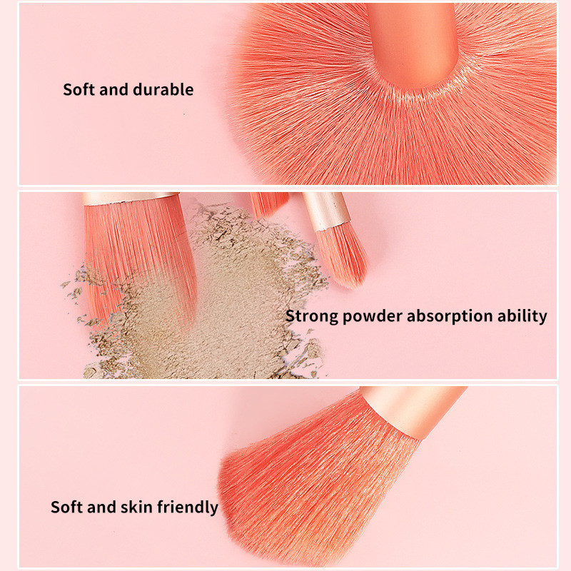 8Pcs Mini putni set mekanih kistova za šminku Prijenosni kist za sjenilo Podloga za puder u prahu Korektor za trepavice Rumenilo Set četkica za šminku