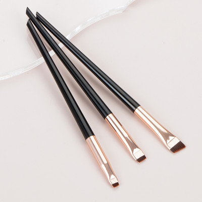 Blade Eyeliner Brush Uzacu otiņa Pārnēsājama Flat Fine Eye Liner Brow Contour Makeup Birs Kosmētikas skaistuma aplauzuma rīks 3gab/komplekts