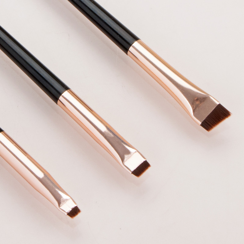 Blade Eyeliner Brush Uzacu otiņa Pārnēsājama Flat Fine Eye Liner Brow Contour Makeup Birs Kosmētikas skaistuma aplauzuma rīks 3gab/komplekts