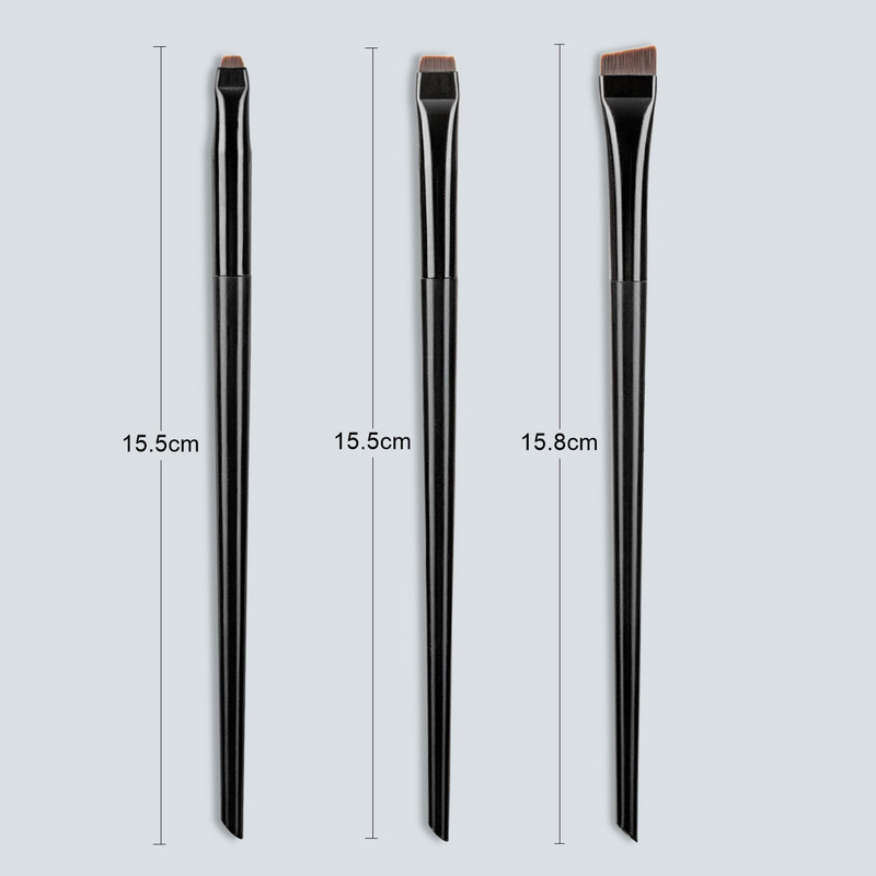 Blade Eyeliner Brush Uzacu otiņa Pārnēsājama Flat Fine Eye Liner Brow Contour Makeup Birs Kosmētikas skaistuma aplauzuma rīks 3gab/komplekts