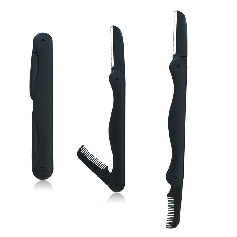 Juoda sulankstoma antakių kirpimo mašinėlė su šukomis mikro ašmenimis Saugumo apsauga Antakių grandiklis Grožio įrankiai Antakių skustuvas veido skustuvas