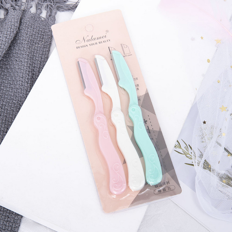 3gab/komplekts salokāms sejas uzacu trimmeris padušu matu skuveklis Beauty sejas acu uzacu formas skuveklis no nerūsējošā tērauda asmeņiem grima rīks