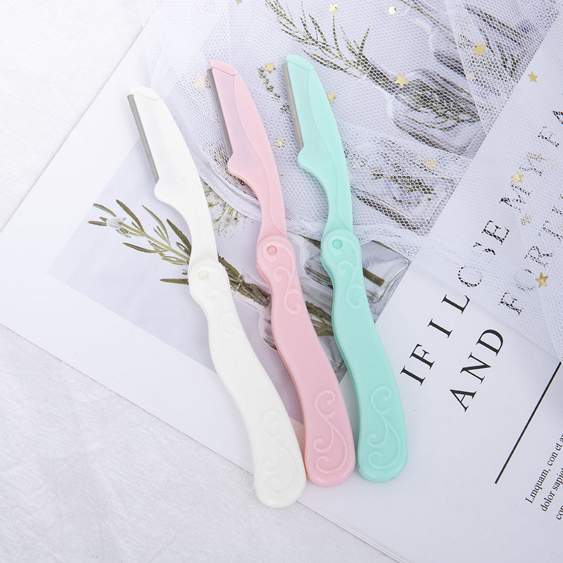 3gab/komplekts salokāms sejas uzacu trimmeris padušu matu skuveklis Beauty sejas acu uzacu formas skuveklis no nerūsējošā tērauda asmeņiem grima rīks