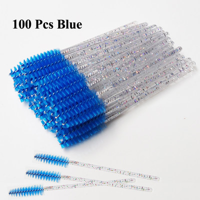 50/100 db Eldobható szempilla kefe Crystal Eye Lashes Extension szempillaspirál pálcák szemöldökkefe applikátor orsók smink ecsetek