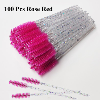 50/100 db Eldobható szempilla kefe Crystal Eye Lashes Extension szempillaspirál pálcák szemöldökkefe applikátor orsók smink ecsetek