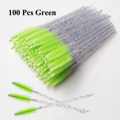 50/100 db Eldobható szempilla kefe Crystal Eye Lashes Extension szempillaspirál pálcák szemöldökkefe applikátor orsók smink ecsetek