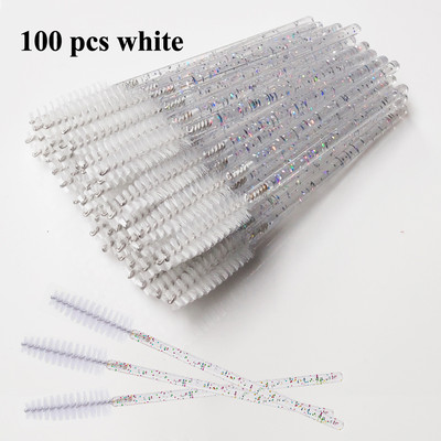 50/100 db Eldobható szempilla kefe Crystal Eye Lashes Extension szempillaspirál pálcák szemöldökkefe applikátor orsók smink ecsetek