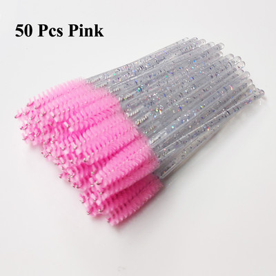 50/100 db Eldobható szempilla kefe Crystal Eye Lashes Extension szempillaspirál pálcák szemöldökkefe applikátor orsók smink ecsetek