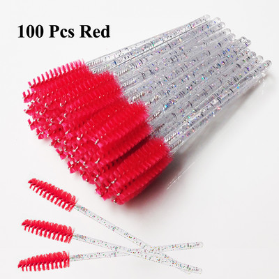 50/100 db Eldobható szempilla kefe Crystal Eye Lashes Extension szempillaspirál pálcák szemöldökkefe applikátor orsók smink ecsetek