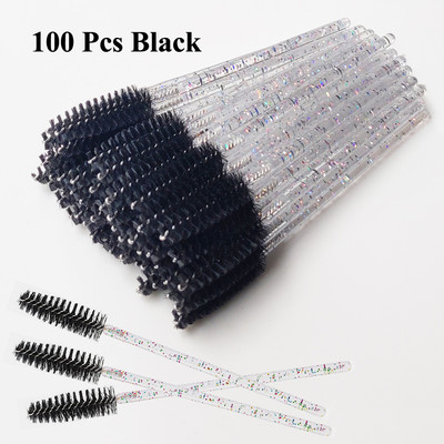 50/100 db Eldobható szempilla kefe Crystal Eye Lashes Extension szempillaspirál pálcák szemöldökkefe applikátor orsók smink ecsetek