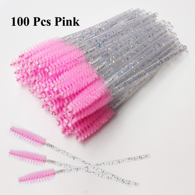 50/100 db Eldobható szempilla kefe Crystal Eye Lashes Extension szempillaspirál pálcák szemöldökkefe applikátor orsók smink ecsetek