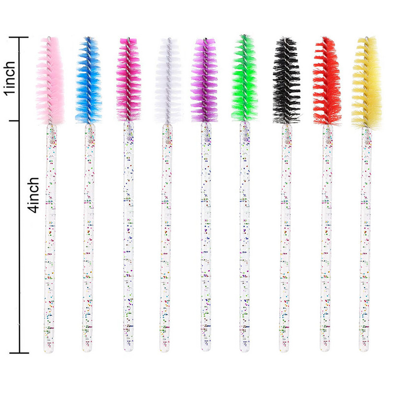 50/100 db Eldobható szempilla kefe Crystal Eye Lashes Extension szempillaspirál pálcák szemöldökkefe applikátor orsók smink ecsetek