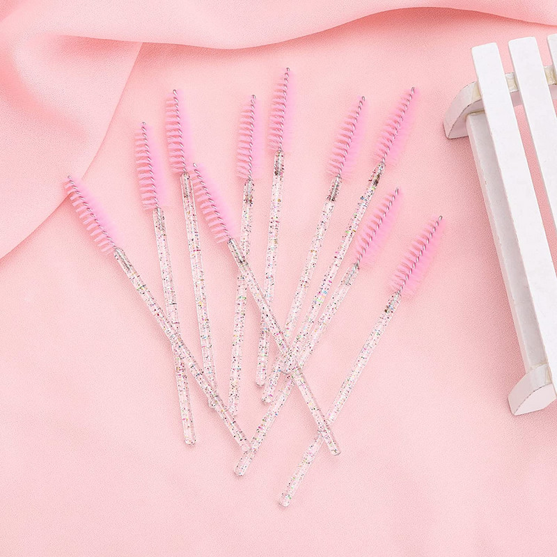 50/100 db Eldobható szempilla kefe Crystal Eye Lashes Extension szempillaspirál pálcák szemöldökkefe applikátor orsók smink ecsetek