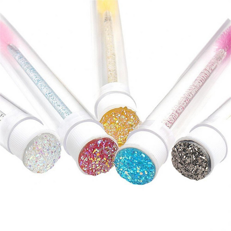 1 ~ 4 gab. Atkārtoti lietojamas uzacu birstītes tūbiņas vienreizējās lietošanas Crystal MakeUp birstes Skropstu pieaudzēšanai maināmi Mascara Wands instrumenti