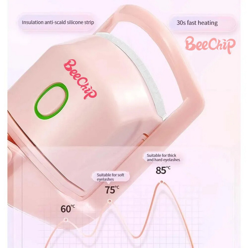 Rozā elektriskā skropstu atliecēja uzlādes modeļa ātras uzsildīšanas pārnēsājams veidošanas un noturīgas krokošanas skropstu klips