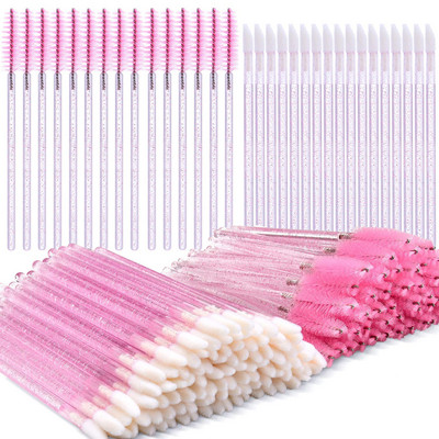 100db Crystal Eyelash Brush ajakkefék szempillaspirál pálcák szempilla hosszabbító mikrokefe eldobható rúzs fényes smink eszköz