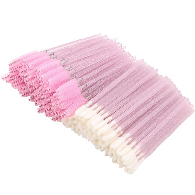 100gab Crystal Eyelash Brush Lūpu birstes Skropstu tuša Wands Skropstu pieaudzēšana Mikrobirste vienreizējās lūpu krāsas spīduma aplauzuma rīks