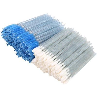 100gab Crystal Eyelash Brush Lūpu birstes Skropstu tuša Wands Skropstu pieaudzēšana Mikrobirste vienreizējās lūpu krāsas spīduma aplauzuma rīks